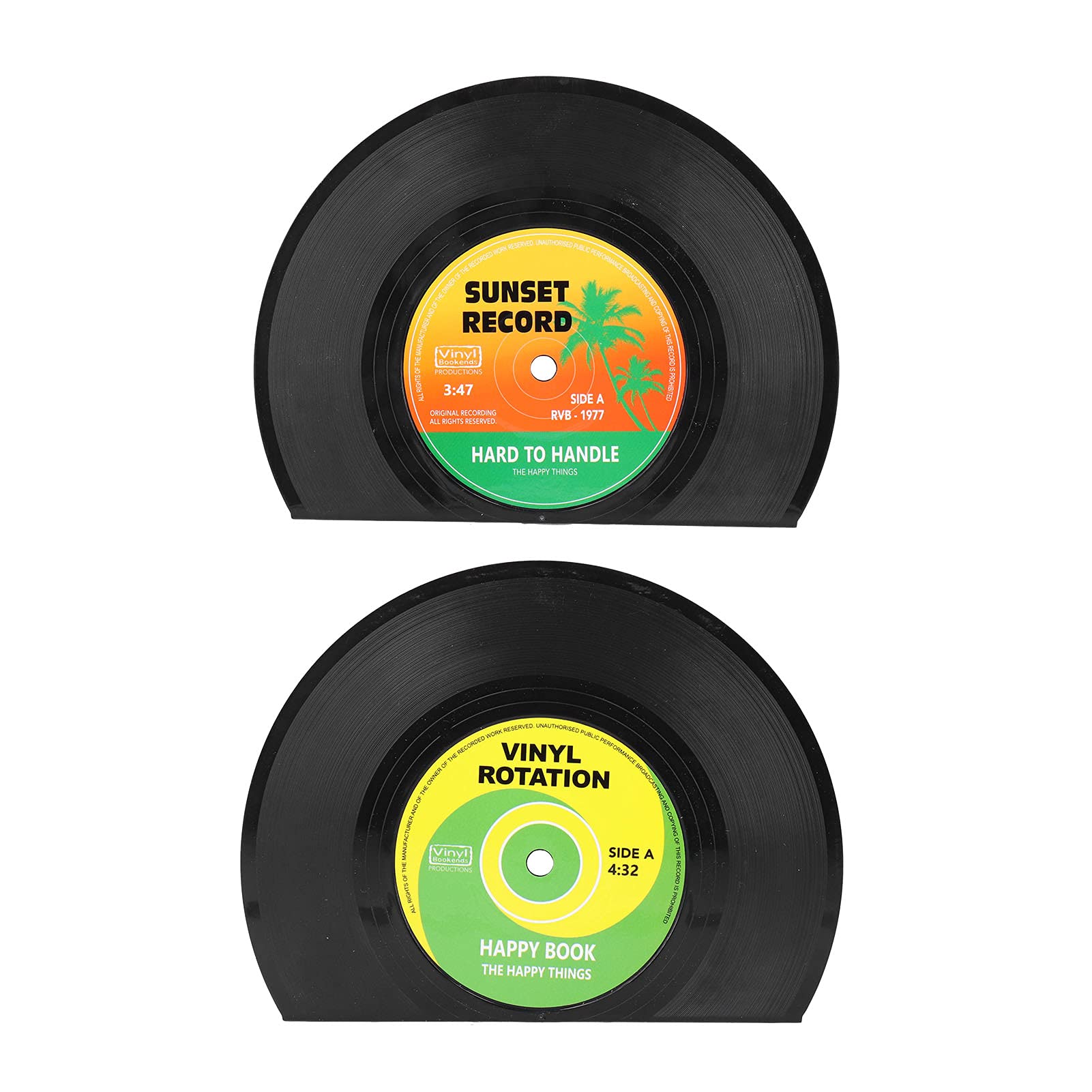 Zunate 2Pcs/Set Bookend Vintage CD Record Shape, Book End Holder for Shelves, Office and School