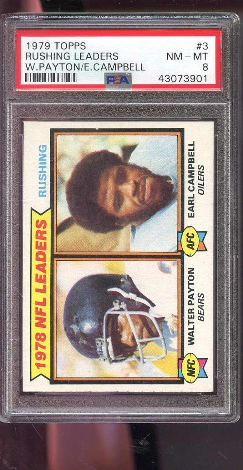 Amazon.com: 1979 topps #3 EARL CAMPBELL rookie card/WALTER PAYTON rushing leaders PSA 8 Graded ...