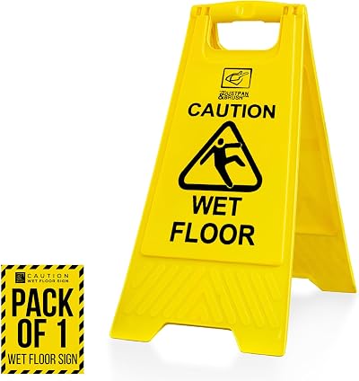 TDBS Wet Floor Sign A-Frame 60 cm 23.5 in Portable Caution Yellow