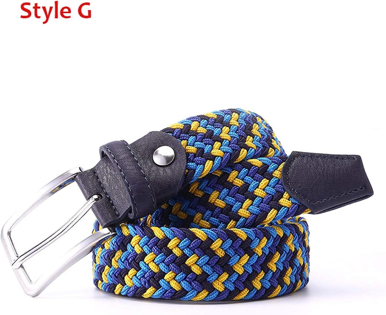 High-end Christmas gifts Mens Leather Braided Elastic Stretch Cross Buckle Casual Golf Belt Waistband