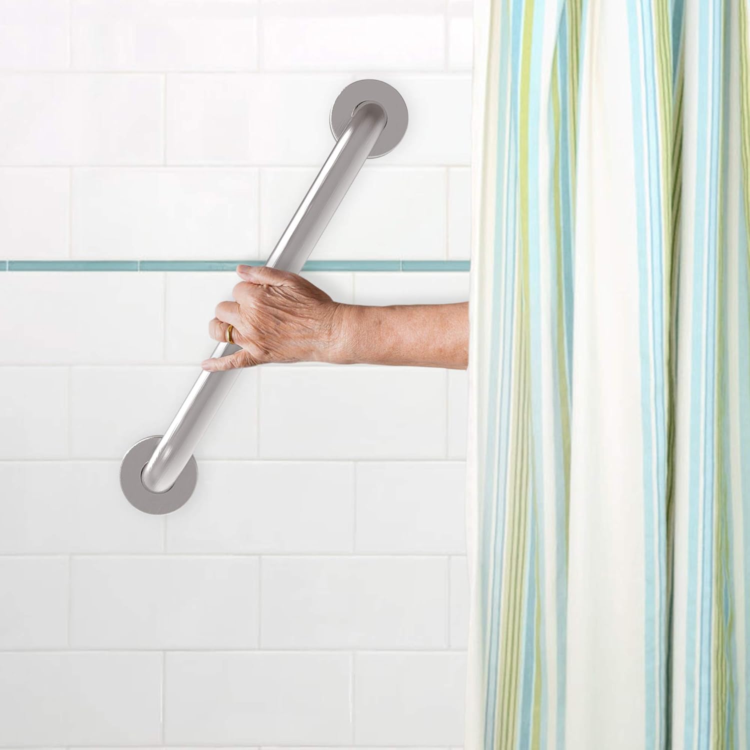 AmeriLuck Stainless Steel Bath Grab Bar, ADA 500lbs Loading Capacity, Brushed Nickel, 18in | 2Pack: Health & Personal Care