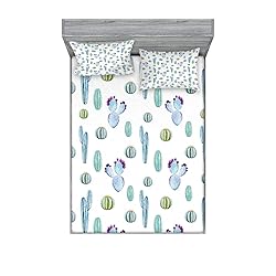 Ambesonne Cactus Fitted Sheet & Pillow Sham