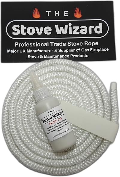 The Stove Wizard White Stove Rope Kit 6mm x 2.5m with 50ml Seal Adhesive