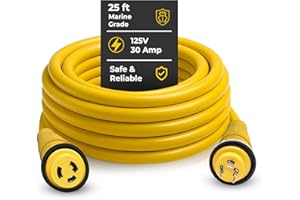 Amp Up Marine & RV Cords 125v 30 amp x 25' Yellow Shore Power Boat Extension Cord, 25 ft - 21312