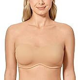 DELIMIRA Women's Strapless Bra Minimizer Seamless Underwire Unlined Bandeau for Big Bust