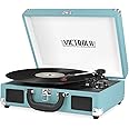 Victrola Journey Bluetooth Portable Suitcase Record Player – with Built-in Speakers, 3 Speed Vinyl Record Player, RCA Out, Headphone Jack, Aqua Turquoise