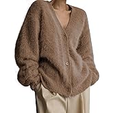 Bnigung Fuzzy Cardigan Sweaters for Women V Neck Button Down Fluffy Knit Sweater Long Sleeve Cardigan Sweater Coat 2025