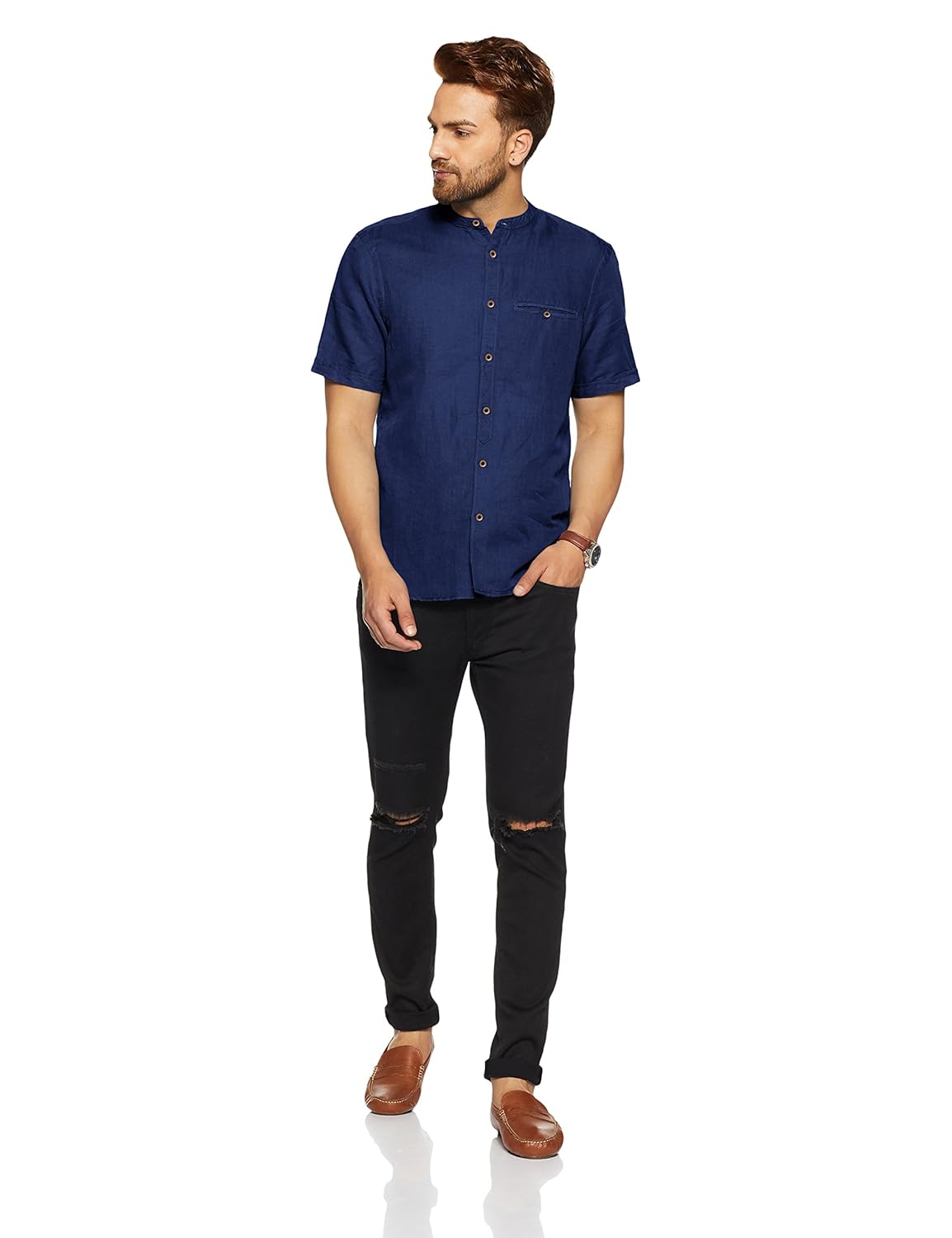 marks & spencer men's solid regular fit casual shirt