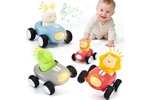 hahaland Toy Cars for Toddlers 1-3 - Push and Go Cars Musical Light up Toys for 1 Year Old Boy Gifts, Friction Powered Car Toddler Toys for One Year Old Birthday Christmas Baby Boy Girls Gifts, 3 PCS