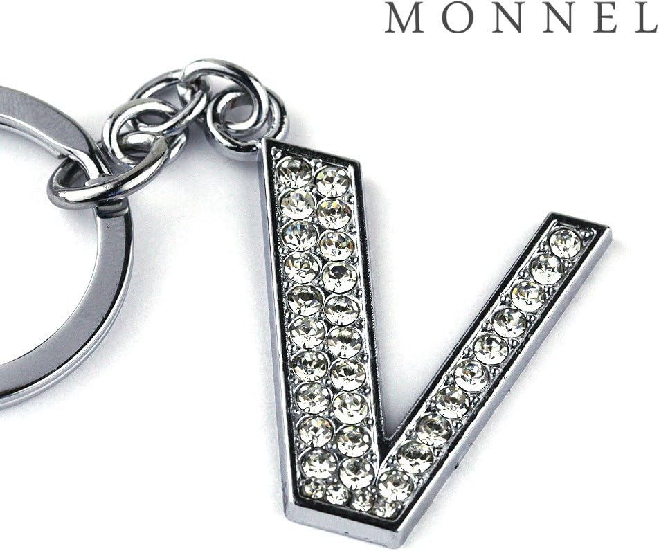 Z305 Bling Crystal Alphabet Initial DIY Letter V Keychain Key Ring for Pet Dog Cat Collar