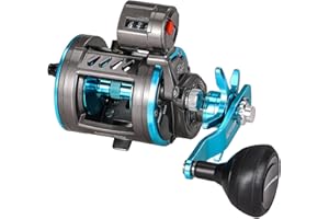 Burning Shark Baitcasting Fishing Reel, Smooth Powerful Round Baitcaster Reel, Saltwater Inshore Surf Trolling Reel, Conventional Reel for Catfish, Musky, Bass, Pike
