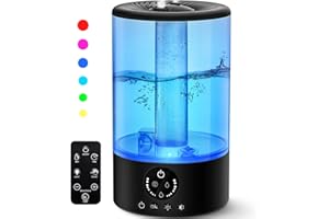 Humidifiers for Bedroom, Mikikin 3L Large Cool Mist Upgraded Humidifier for Home Plant and Baby Nursery, Quiet Ultrasonic Top Fill Humidifier with Remote, Timer, Auto Shut-Off, 7 Colors Lights