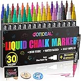 GOTIDEAL Chalk Markers,Fine Tip Liquid Chalk Markers for Blackboard Chalkboard Calendar Glass Neon Pens, Washable Window markers Paint and Drawing for Car, Auto, Bistro,Mirror Wet Erase 30 Colors