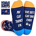 Zmart Funny Cat Gifts for Cat Dad - Novelty Cat Socks Crazy Silly Fun Socks for Men