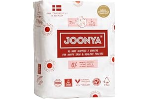 Joonya Baby Diapers, Size 4 L (15-31 lb) - 1 Bag of 25 - New Range - NonToxic, Eco-Friendly, Ultra Slim, Overnight Use - Made in Denmark