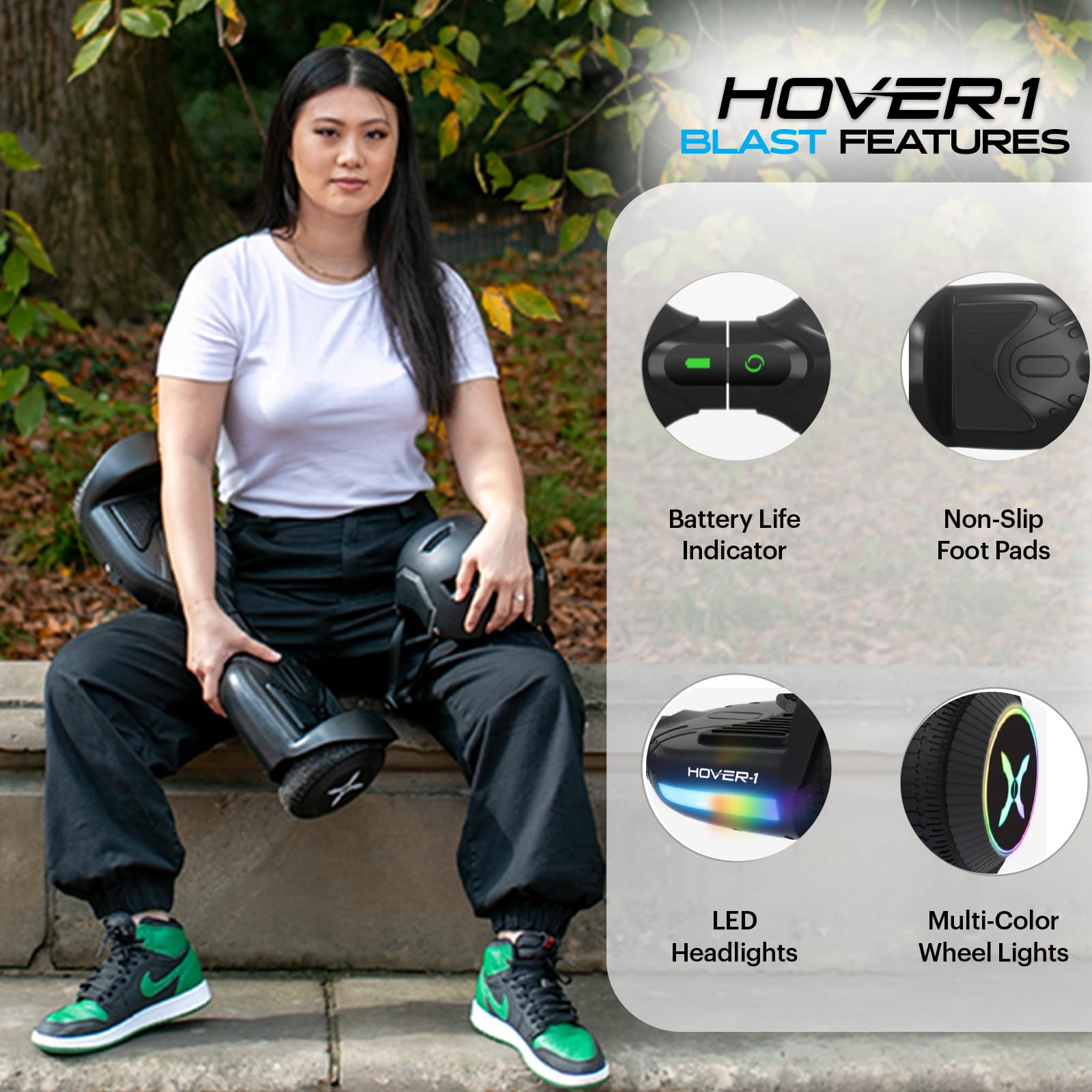 Hover-1 Blast Electric Self Balancing Scooter with 6.5” Tires, Dual 160W Motors, 7 mph Max Speed, and 3 Miles Max Range