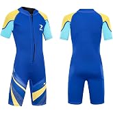 ZCCO Kids Shorty Wetsuit - 2.5mm Neoprene Short Sleeve One-Piece Suit for Boys and Girls -Ideal for Swimming, Surfing, and Diving Water Sports