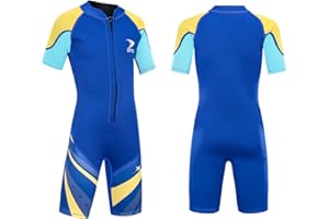 ZCCO Kids Shorty Wetsuit - 2.5mm Neoprene Short Sleeve One-Piece Suit for Boys and Girls -Ideal for Swimming, Surfing, and Diving Water Sports