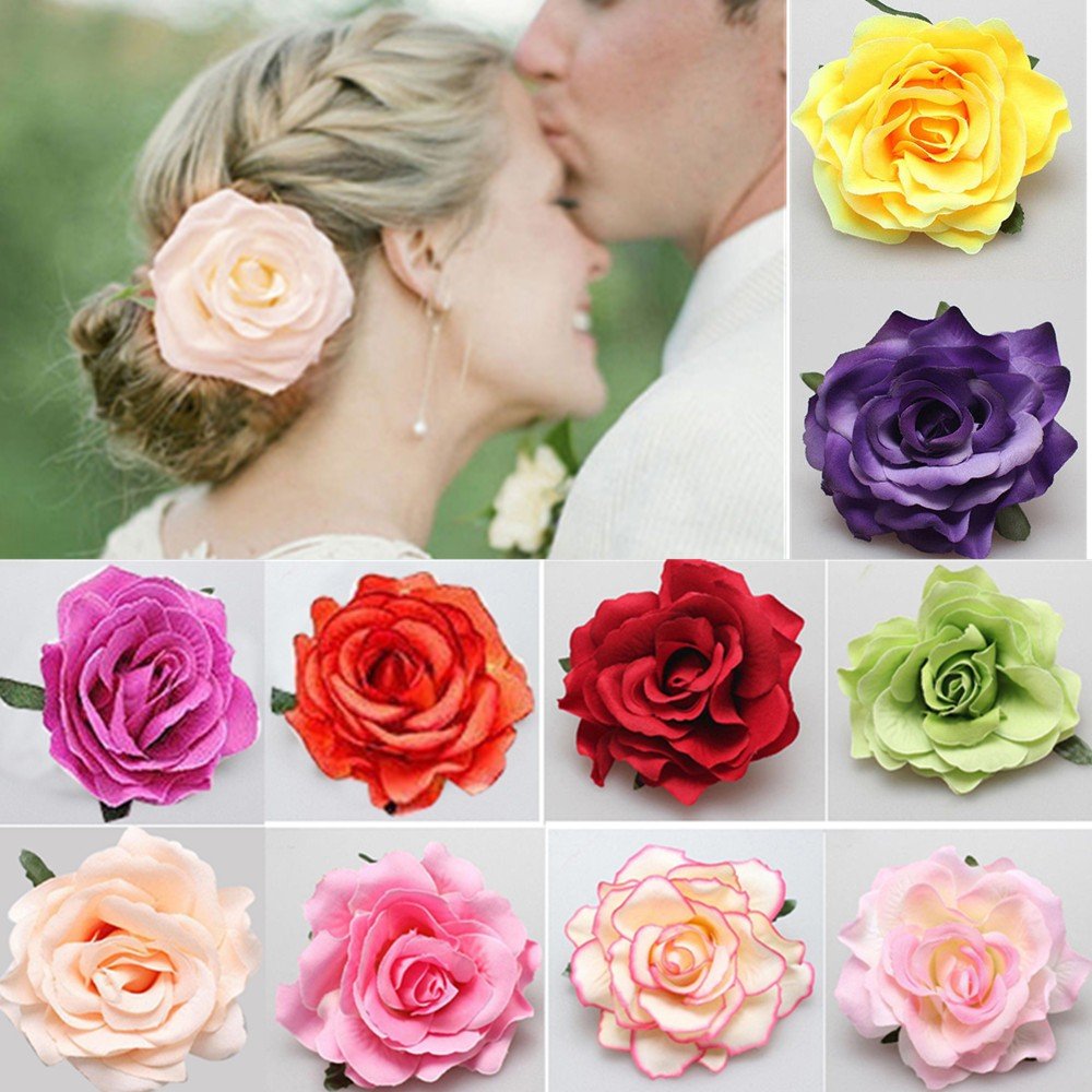 byou Flower Hairpin?Flower Brooch 10pieces Multicolor Rose Hair Barrette Accessories for Women Girls Party Beach Wedding