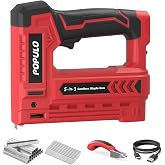 POPULO Electric T50 Staple Gun, 4V Cordless, 5-in-1 for Upholstery | 4V cordless T50 stapler for upholstery &amp; fabric, with 5-in-1 fastener compatibility; for thin wood &amp; light DIY, not hardwood