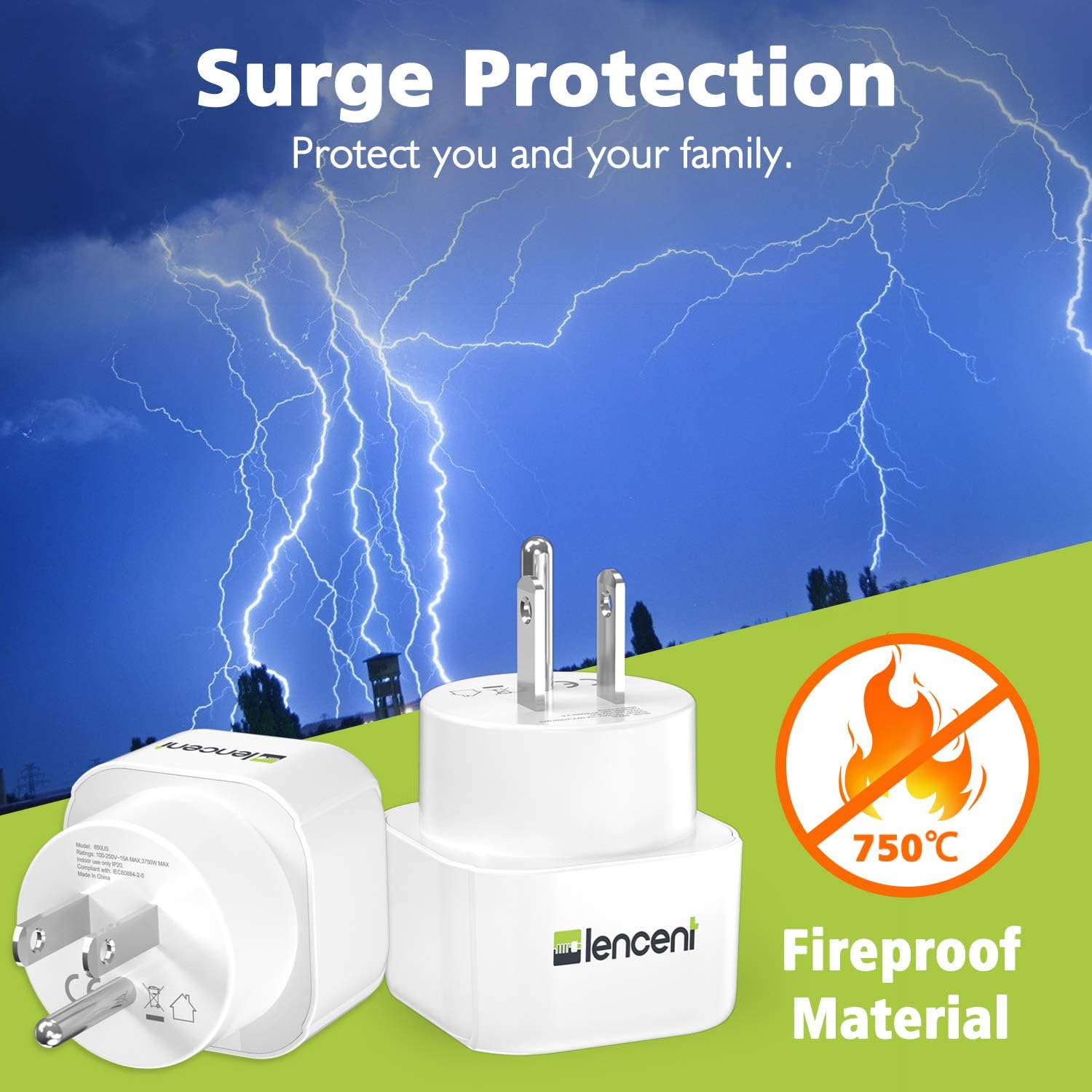 Europe to US Plug Adapter, [2 Packs] LENCENT European to USA Adapter, American Outlet Plug Adapter, EU to US Adapter, Europe to USA Travel Plug Converter: Home Audio & Theater