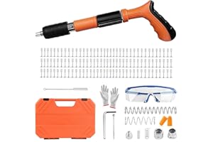 BNXXL SKIN Concrete Nail Gun Kit with 200pcs Nails, 5 Speed Adjustable Manual Nail Gun for Concrete, Portable Nail Wall Fastening Machine Fastening Tool, Suitable for Steel Plates Concrete Household Woodworking