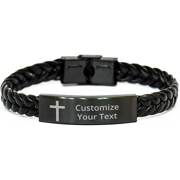 Men's Double-Layer Braided Leather Bracelet With Stainless Steel Clasp - Black Leather Wristband Gift Set