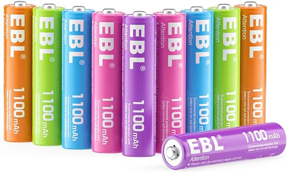Ebl a Rechargeable Batteries 1100mah 10 Pack 5 Color In One Box 1 2v Ni Mh Triple a Battery Electronics Amazon Com