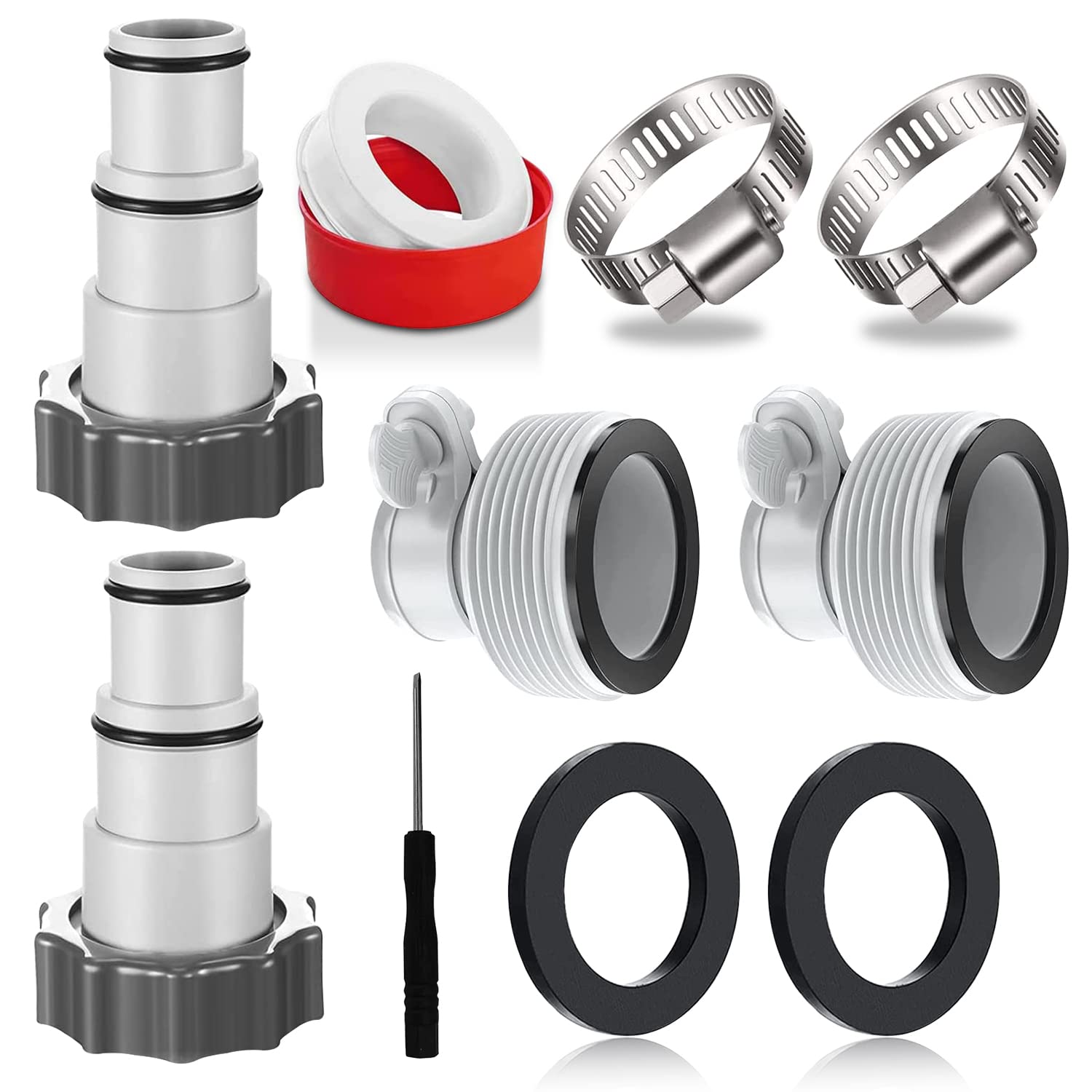 4 x pool hose adapter, adapter A and type B for Intex pool, hose adapter for pump, 4 pieces pool adapter, connection for diameter 32 and 38 mm pool hose