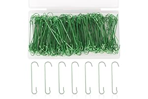 SAVITA 200pcs Christmas Ornament Hooks, 2.4x0.5 inch C Shaped Christmas Tree Ornament Hooks with Storage Box Bendable Metal Hooks Ornament Hangers Hooks for Christmas Decoration (Green)