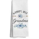 TAEDIN Grandma Gifts Kitchen Towels Grandmother Gifts from Grandchildren, Grandmother Gift for Mothers Day Dish Towel Dishcloth 16x24 Inches, Best Grandma Decorative Absorbent Hand Tea Towels Decor