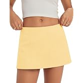 Micoson Women's Linen Skort Mini Skirt with Shorts Underneath Y2K Style | Breathable Linen Skort, Built In Shorts Design, Flattering A Line Mini Fit, Going Out Looks &amp; Casual Daily Wear