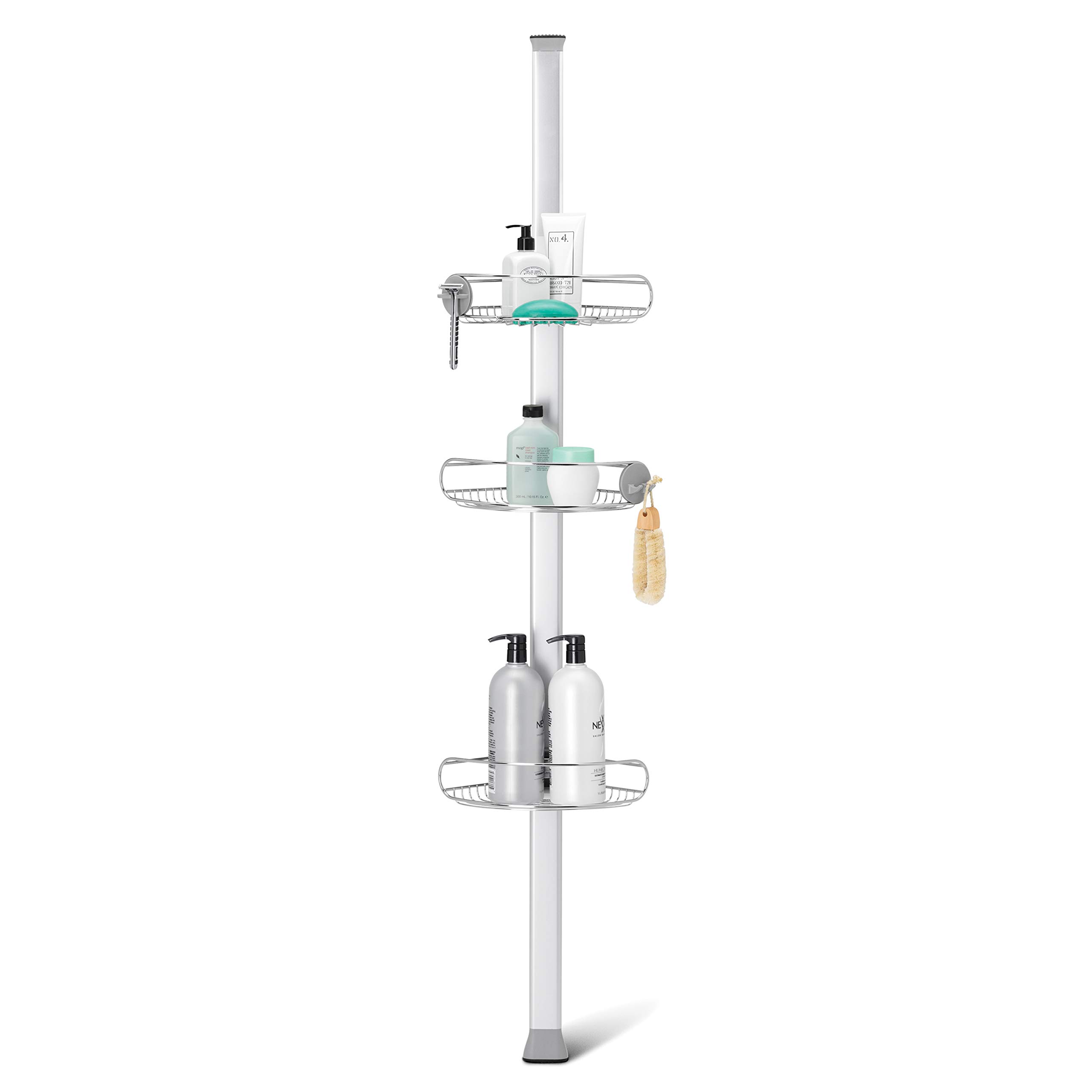 Photo 1 of (USED/FAIR) simplehuman 8' Tension Pole Shower Caddy, Stainless Steel and Anodized Aluminum