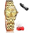 OLEVS Women Watches Gold Silver Stainless Steel Waterproof Analog Large Easy Reader Day Date Ladies Wrist Watches
