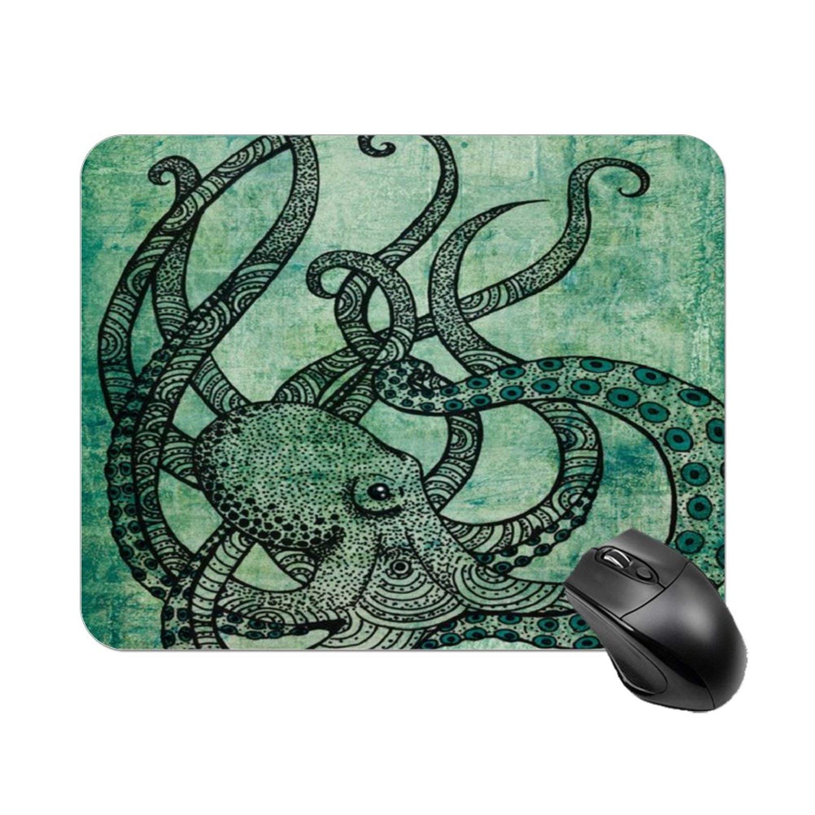 Yeuss Rectangular Non-Slip Mousepad Cool Retro Old Octopus Picture Gaming Mouse mat pad 200mm x 240mm