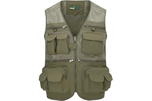 Ziker Men's Mesh Breathable Openwork Camouflage Journalist Photographer Fishing Vest Waistcoat Jacket Coat