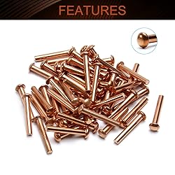 MroMax 50Pcs M3 Round Head Copper Solid Rivets