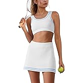 SENSERISE Womens Workout Sets Tennis Dress Built in Shorts Tank Top and Skort Set with Pocket Gym Yoga Outfits