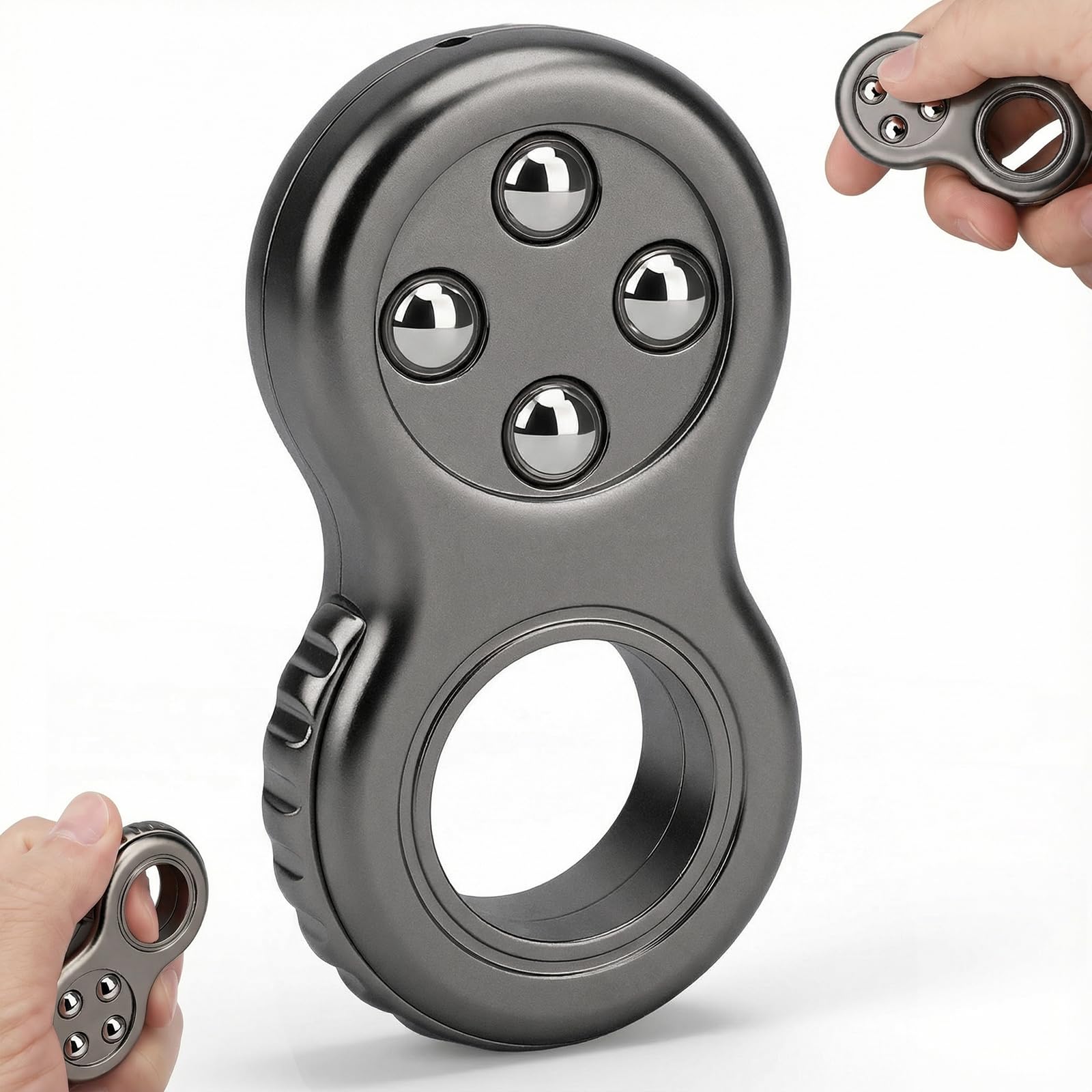 Fidget Slider Finger Ring Clicker Toy Metal Sensory Hand Roller Stress Relief EDC Toy for Kids Adults, Gift for Party Favors Stocking Stuffers, Black