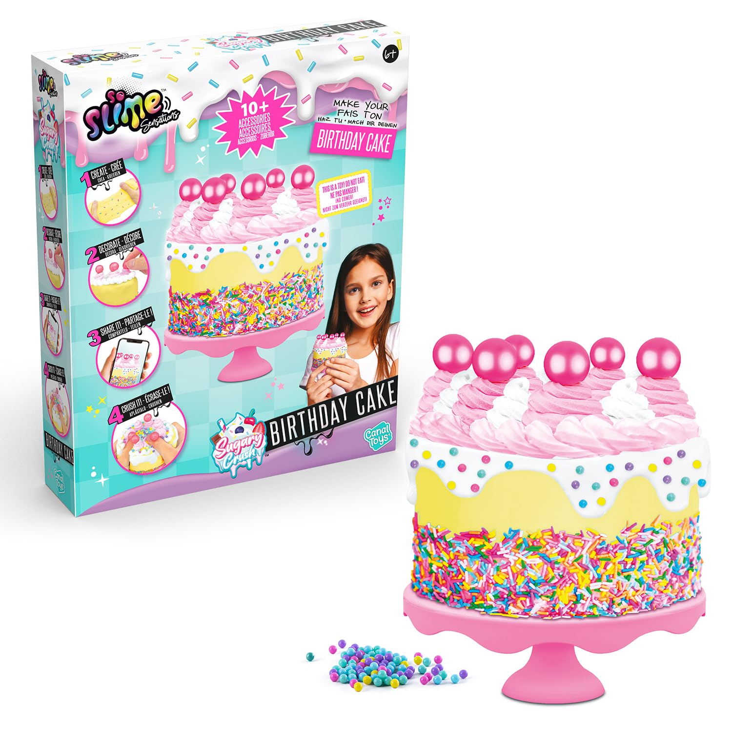 So Slime Sensations Sugary Crush Cake - Make fun slime treats - Includes all you need to make a cute custom cake out of different compounds - 6+