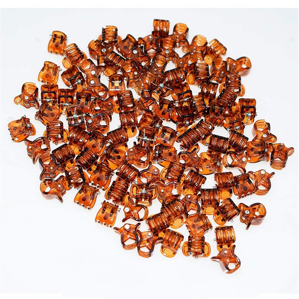 Photo 1 of 100pc/pack 1cm Hair Claws Clip for Women Girls Plastic Mini Hairpin Hair Clip Clamp Hair Accessories Gifts (100pcs brown)