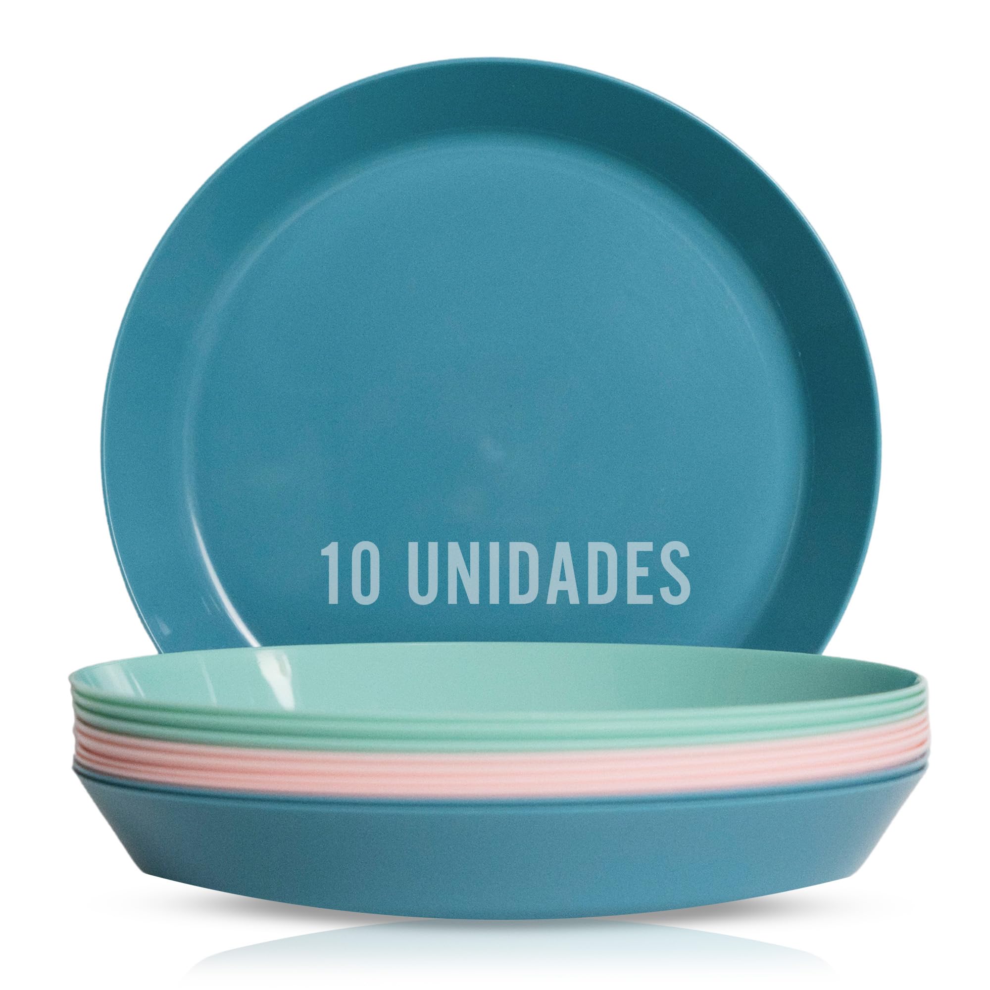 Mypicompany Hard Plastic Cups and Reusable Hard Plastic Plates. Plates and Cups for Birthday. Tableware Camping. Camping Accessories. (10 PLATES)