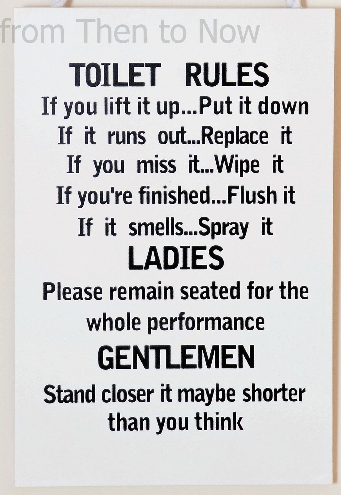 Leonardo Unique Toilet Rules Novelty Hanging Bathroom White Plaque,Funny Wooden Sign for Wall or Door