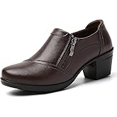 IUY Loafers for Women Black Dress Shoes high Heel Loafers & Slip-Ons Zipper Chunky Block Comfortable Dressy Pumps Business Casual Ladies Heeled Work Office Flight Attendant Shoes