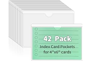 NIUBIER Storage Bin Labels, 42 Pack 4x6 Index Card Holder, Clear Adhesive Pockets, Removable Tote Labels Stickers for Packing Moving Box & Containers, Easy Peel Off