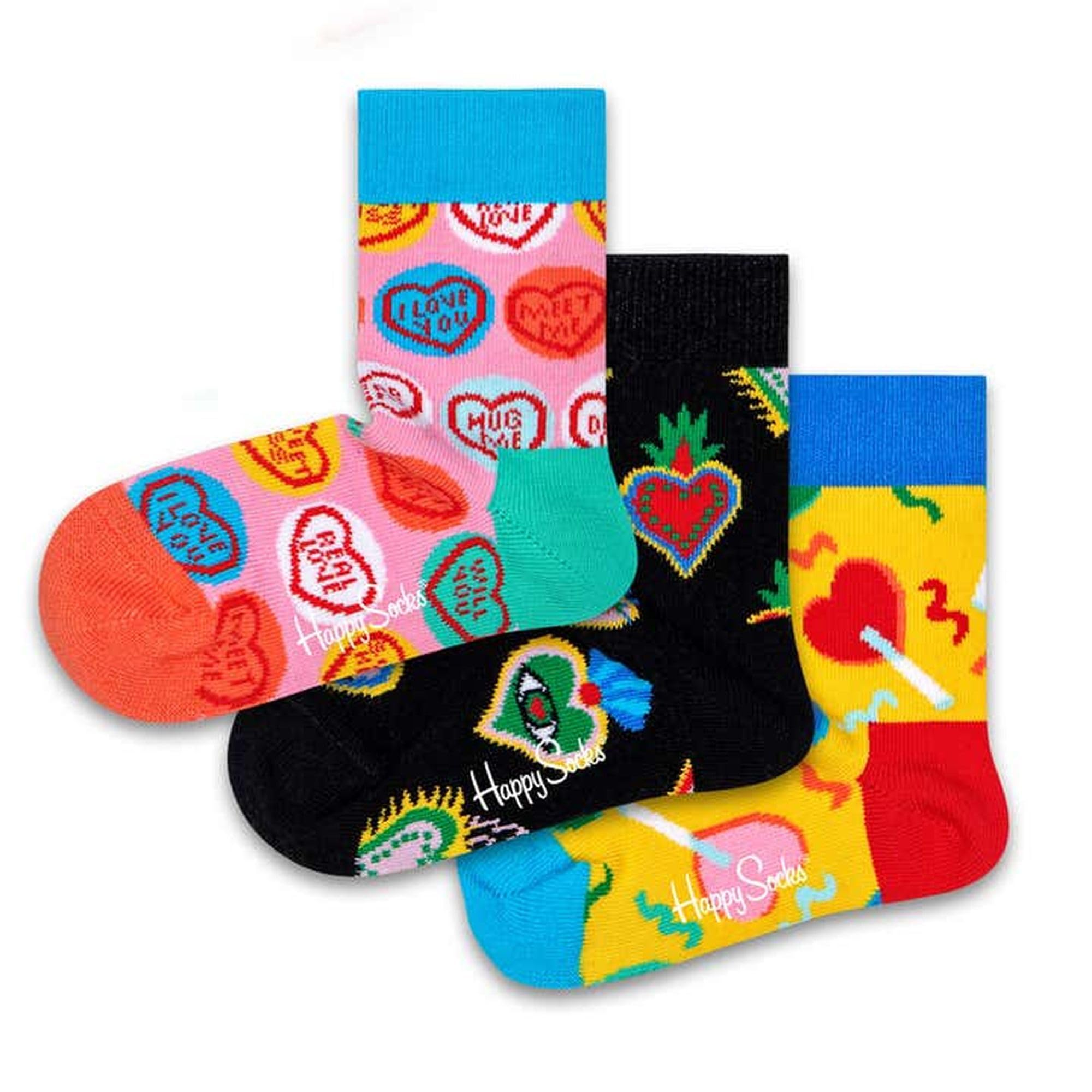 Happy Socks Baby Kids I Love You Gift Box Socks, Multicolour (Multicolour 450), 0-12 Months (Size:0-12M) (Pack of 3)