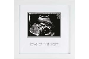 Pearhead Love at First Sight Sonogram Picture Frame, Gender Neutral Ultrasound Keepsake, Ideal Pregnancy Gift, Baby Shower and Nursery Decor, 4”x3” Photo Insert, White