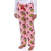 Dr Seuss The Grinch Pajamas Women's Bow and Santa Hat Aop Lounge PJ Pants (X-Small)