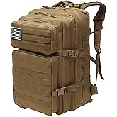 Fortune Edge Military Tactical Backpack for Men and Women Molle 45L Large Army 3 Days Assault Pack Bug Out Bag Water Resistant and Heavy Duty Hiking Camping Treeking Rucksack -Tan