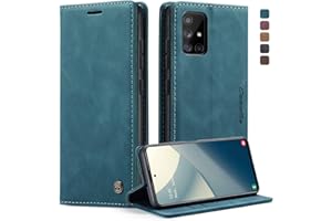 Cracedily for Samsung Galaxy A51 Case, Flip Wallet Leather Case with Card Holder Magnetic Closure Shockproof Kickstand Protective Phone Cases Cover for Samsung A51,Blue-Green
